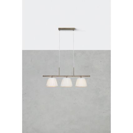 Markslöjd 108975 - Sospensione a cavo OXFORD 3xE14/40W/230V ottone/bianco