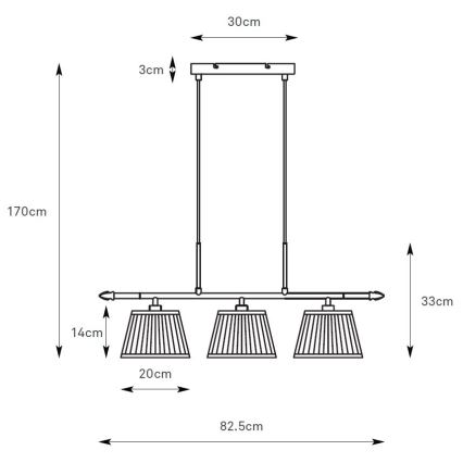 Markslöjd 108975 - Sospensione a cavo OXFORD 3xE14/40W/230V ottone/bianco