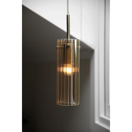 Markslöjd 109015 - Lampada a sospensione con cavo TIBIA 1xE14/40W/230V beige fumé/ottone