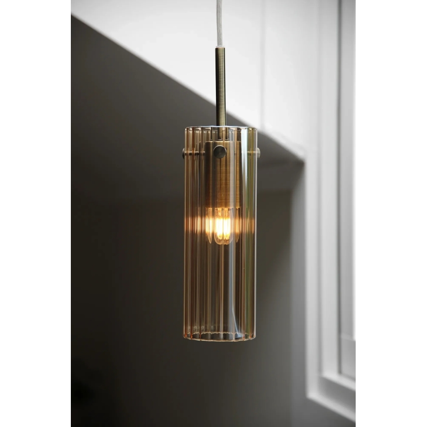 Markslöjd 109015 - Lampada a sospensione con cavo TIBIA 1xE14/40W/230V beige fumé/ottone