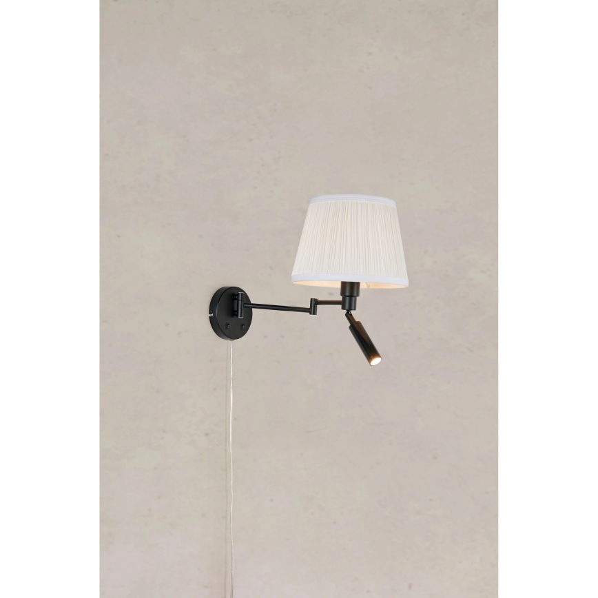 Markslöjd 109016 - Lampada da parete LED PIVOT 1xE27/40W/230V + LED/4W crema/nera