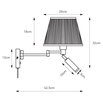 Markslöjd 109016 - Lampada da parete LED PIVOT 1xE27/40W/230V + LED/4W crema/nera
