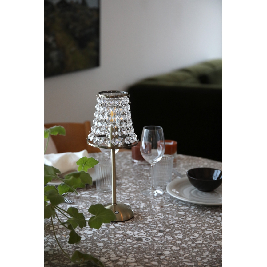 Markslöjd 109125 - Lampada da tavolo LED dimmerabile ricaricabile a sfioramento LIORA 1xE14/2W/2000 mAh ottone