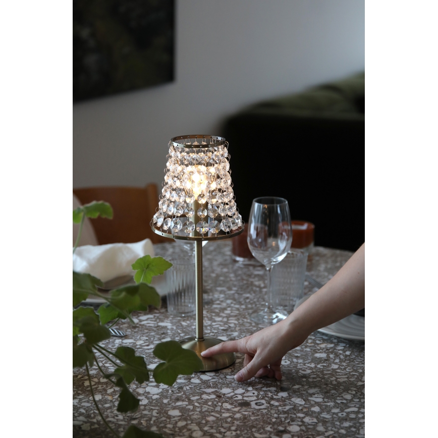 Markslöjd 109125 - Lampada da tavolo LED dimmerabile ricaricabile a sfioramento LIORA 1xE14/2W/2000 mAh ottone