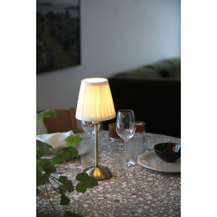 Markslöjd 109126 - Lampada da tavolo LED dimmerabile ricaricabile a sfioramento ANNO 1xE14/2W/2000 mAh bianco/ottone