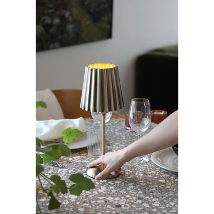 Markslöjd 109127 - Lampada da tavolo a LED dimmerabile e ricaricabile con controllo touch CELIA 1xE14/2W/2000 mAh ottone