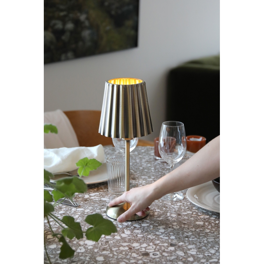 Markslöjd 109127 - Lampada da tavolo a LED dimmerabile e ricaricabile con controllo touch CELIA 1xE14/2W/2000 mAh ottone