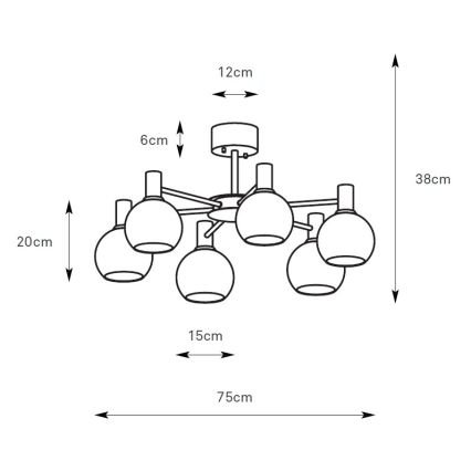 Markslöjd 109152 - Lampadario a plafone AMBRA 6xE14/40W/230V Ø 75 cm dorato/beige fumé