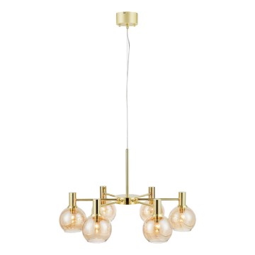 Markslöjd 109153 - Lampadario a cavo AMBRA 6xE14/40W/230V dorato/beige fumé