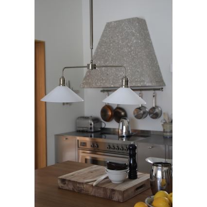 Markslöjd 109160 - Lampadario con asta VELA 2xE27/60W/230V bianco/ottone