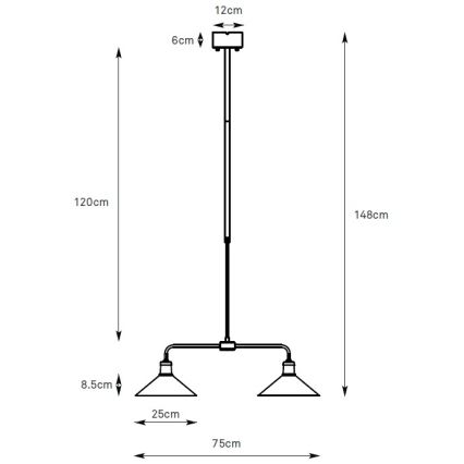 Markslöjd 109160 - Lampadario con asta VELA 2xE27/60W/230V bianco/ottone