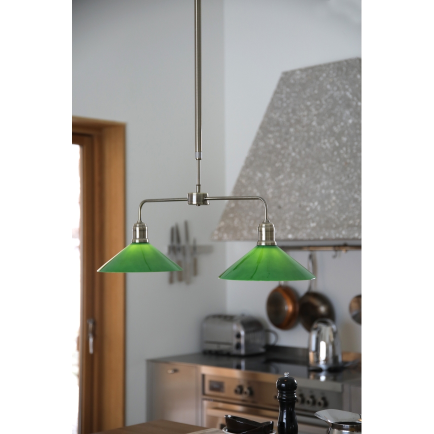 Markslöjd 109161 - Lampadario su asta VELA 2xE27/60W/230V verde/ottone