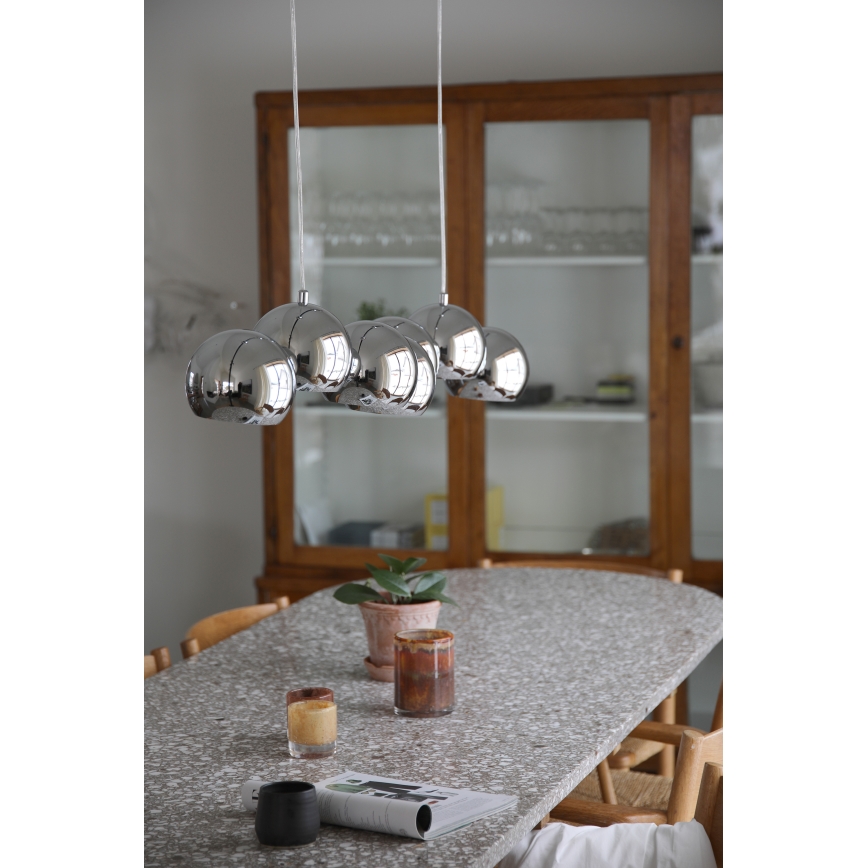 Markslöjd 109168 - Lampadario sospeso con cavo CUPOLO 7xE14/40W/230V cromo lucido
