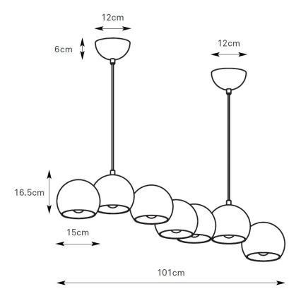 Markslöjd 109168 - Lampadario sospeso con cavo CUPOLO 7xE14/40W/230V cromo lucido