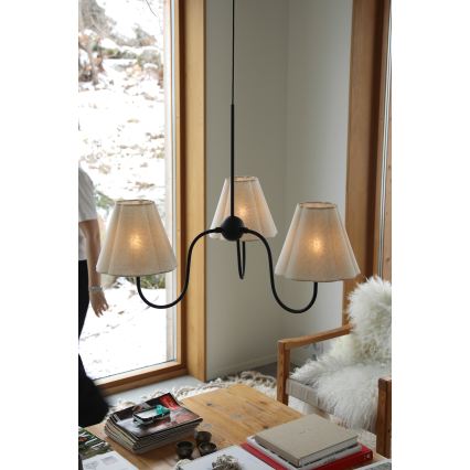 Markslöjd 109172 - Lampadario sospeso con cavo VEYA 3xE14/40W/230V Ø 90 cm lino/nero