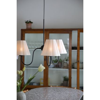 Markslöjd 109172 - Lampadario sospeso con cavo VEYA 3xE14/40W/230V Ø 90 cm lino/nero