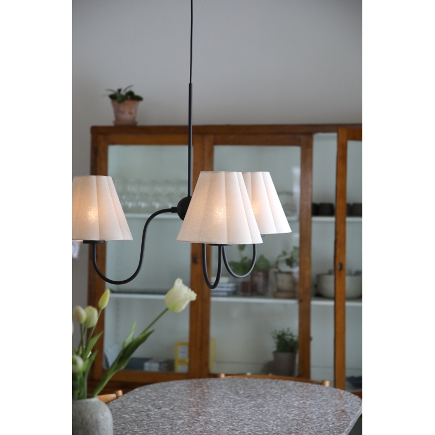 Markslöjd 109172 - Lampadario sospeso con cavo VEYA 3xE14/40W/230V Ø 90 cm lino/nero