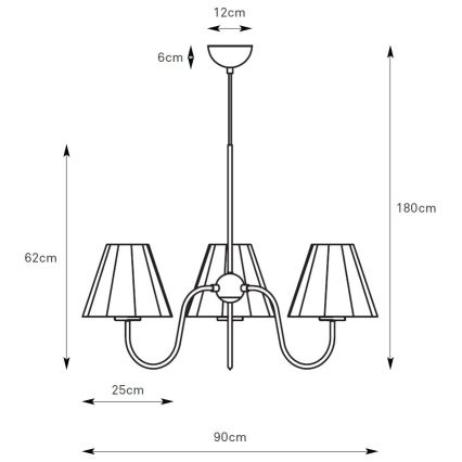 Markslöjd 109172 - Lampadario sospeso con cavo VEYA 3xE14/40W/230V Ø 90 cm lino/nero