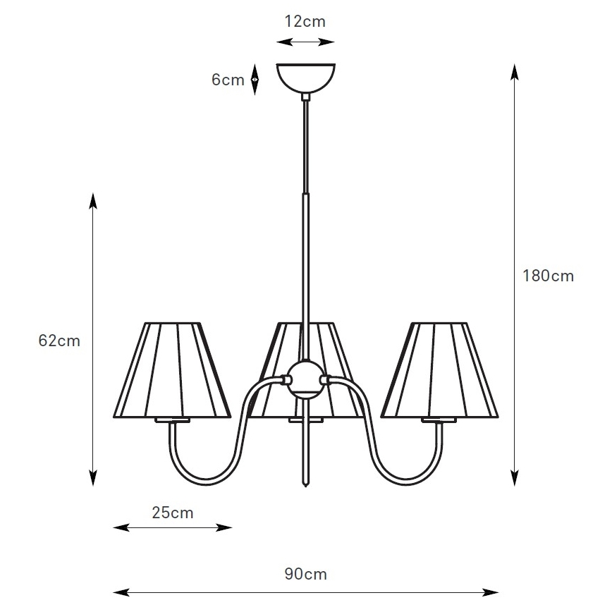 Markslöjd 109172 - Lampadario sospeso con cavo VEYA 3xE14/40W/230V Ø 90 cm lino/nero