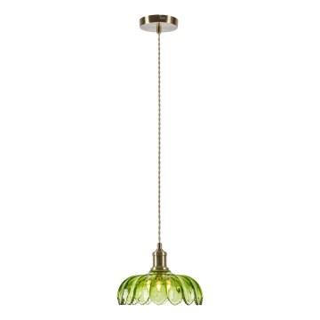Markslöjd 109177 - Lampadario a cavo KURAGE 1xE27/40W/230V ottone/verde fumé