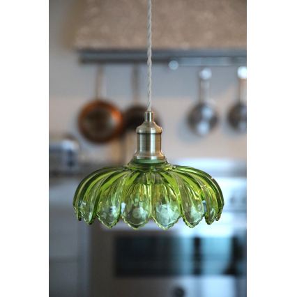 Markslöjd 109177 - Lampadario a cavo KURAGE 1xE27/40W/230V ottone/verde fumé