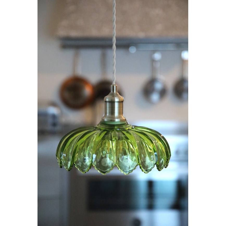Markslöjd 109177 - Lampadario a cavo KURAGE 1xE27/40W/230V ottone/verde fumé