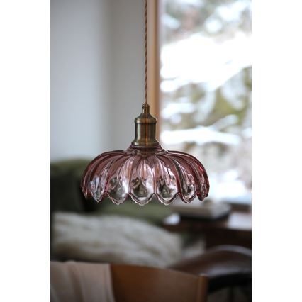 Markslöjd 109178 - Lampadario a sospensione con cavo KURAGE 1xE27/40W/230V ottone/rosa fumé