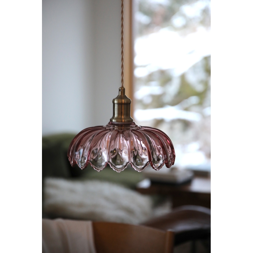 Markslöjd 109178 - Lampadario a sospensione con cavo KURAGE 1xE27/40W/230V ottone/rosa fumé