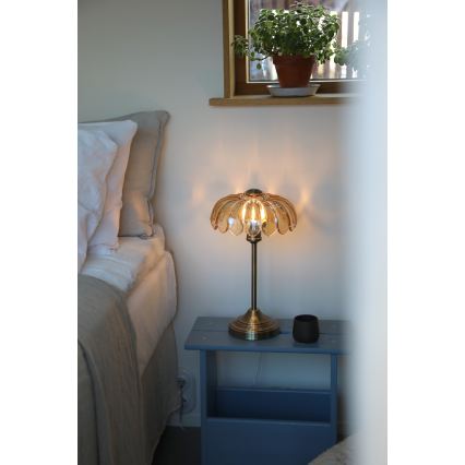 Markslöjd 109180 - Lampada da tavolo KURAGE 1xE27/60W/230V ottone/beige fumé