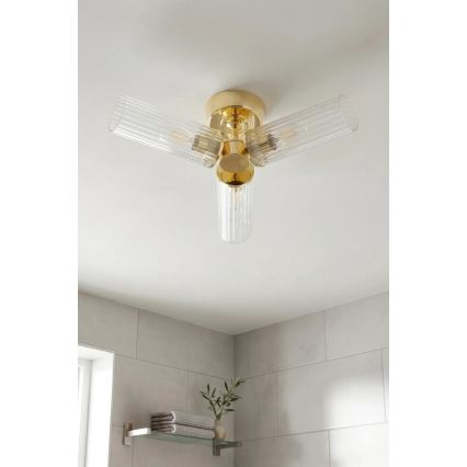Markslöjd 109238 - Plafoniera da bagno RIMINI 3xG9/20W/230V IP44 ottone