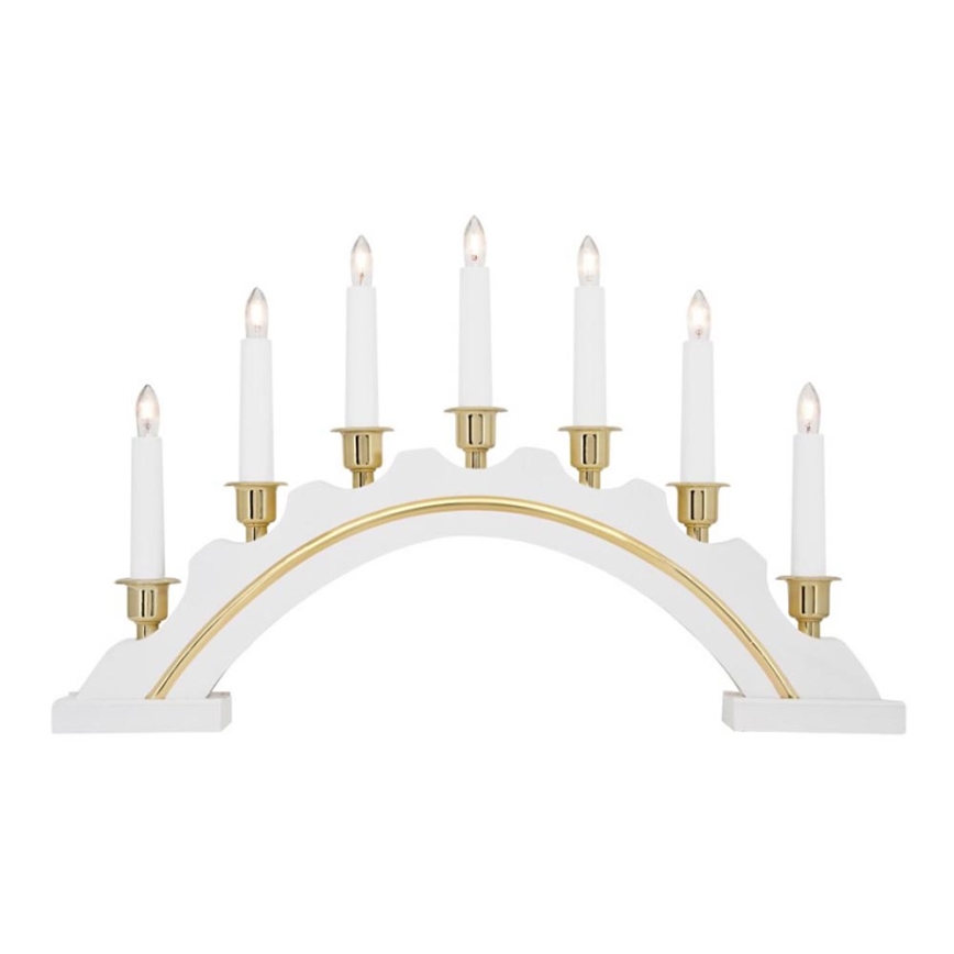 Markslöjd 700446 - Candelabro natalizio CELINE 7xE10/3W/230V bianco