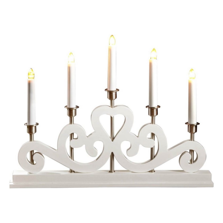 Markslöjd 700640 - Candeliere natalizio SVANEHOLM 5xE10/3W/230V bianco
