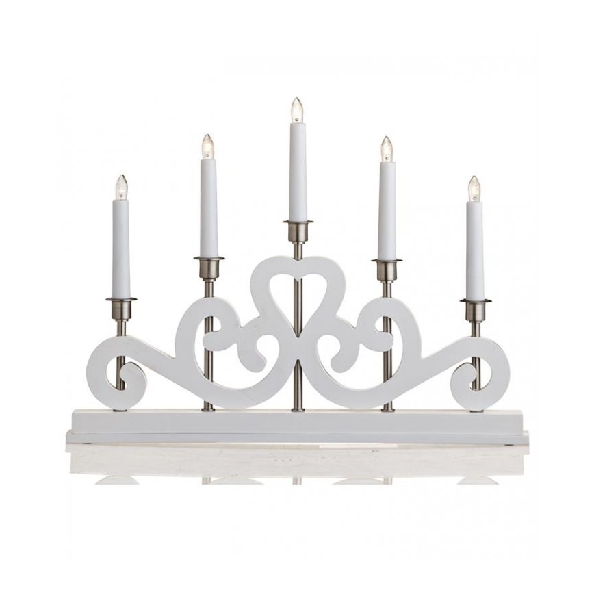Markslöjd 700640 - Candeliere natalizio SVANEHOLM 5xE10/3W/230V bianco