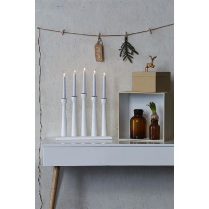 Markslöjd 702229 - Candelabro di Natale MASESKÄR 5xE10/3W/230V bianco