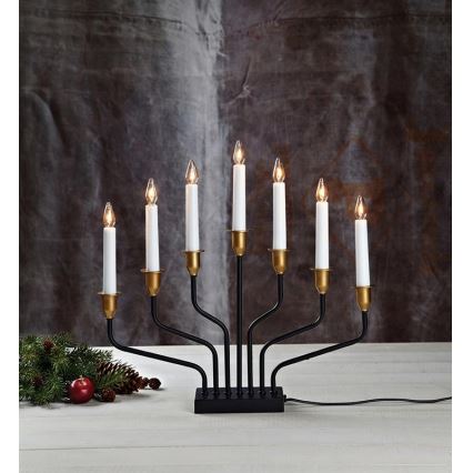 Markslöjd 703578 - Candelabro di Natale BROSA 7xE10/3W/230/34V nero