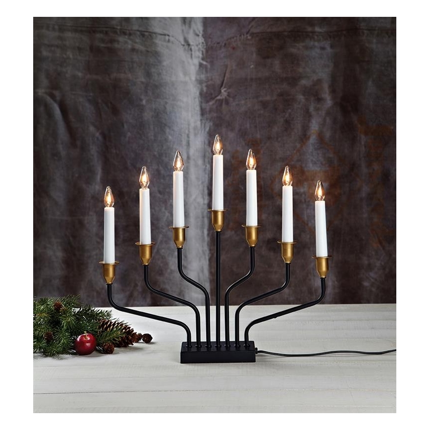 Markslöjd 703578 - Candelabro natalizio BROSA 7xE10/3W/230/34V nero