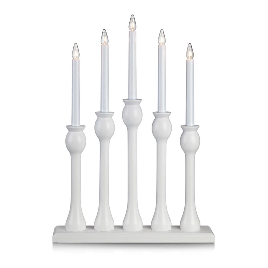 Markslöjd 703800 - Candelabro di Natale LÖVASA 5xE10/3W/230V bianco