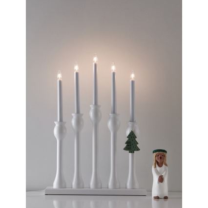 Markslöjd 703800 - Candelabro di Natale LÖVASA 5xE10/3W/230V bianco