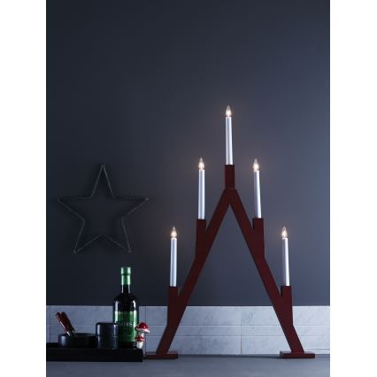 Markslöjd 703836 - Candelabro natalizio BJURFORS 5xE10/3W/55V rosso