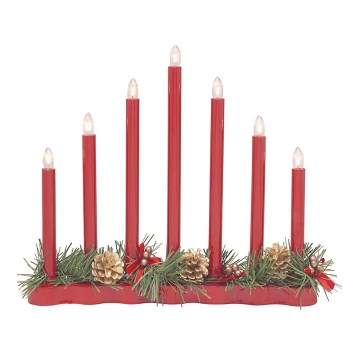 Markslöjd 704018 - Candelabro di Natale HOL 7xE10/0,06W/230V rosso