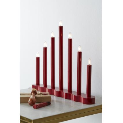 Markslöjd 704018 - Candelabro di Natale HOL 7xE10/0,06W/230V rosso