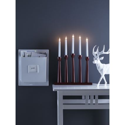 Markslöjd 704176 - Candelabro di Natale MASESKÄR 5xE10/3W/230V rosso