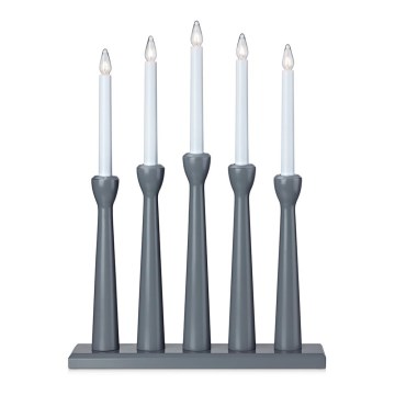 Markslöjd 704197 - Candelabro di Natale MASESKÄR 5xE10/3W/230V grigio