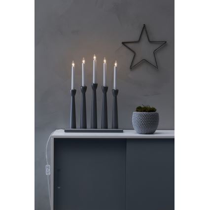 Markslöjd 704197 - Candelabro di Natale MASESKÄR 5xE10/3W/230V grigio