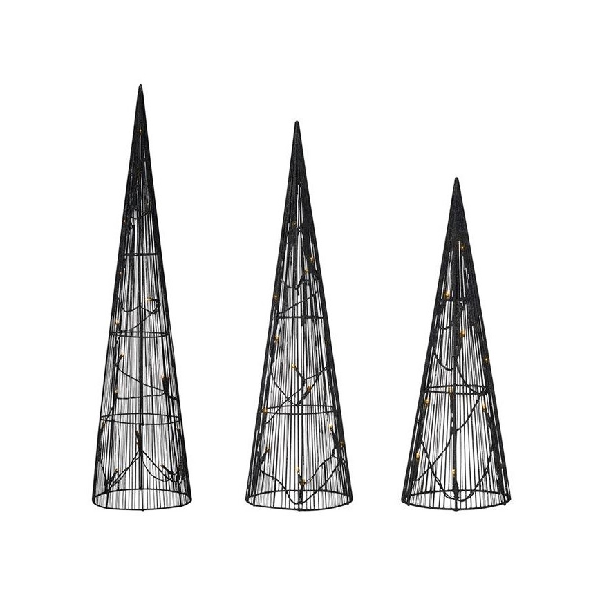 Markslöjd 705748 - SET 3x decorazioni natalizie LED DUNGE 45xLED/0,03W/4,5V nero
