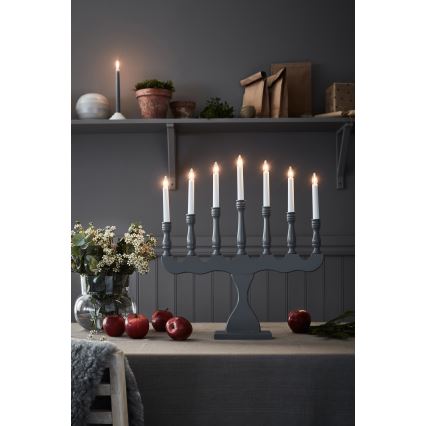 Markslöjd 705813 - Candelabro natalizio SVANEHOLM 7xE10/3W/230V pino/grigio