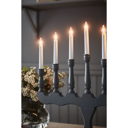 Markslöjd 705813 - Candelabro natalizio SVANEHOLM 7xE10/3W/230V pino/grigio