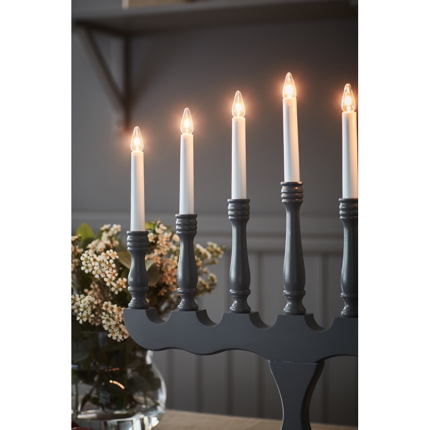 Markslöjd 705813 - Candelabro natalizio SVANEHOLM 7xE10/3W/230V pino/grigio