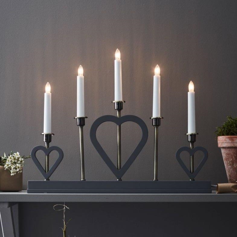 Markslöjd 705831 - Candelabro natalizio MELISSA 5xE10/3W/230V grigio