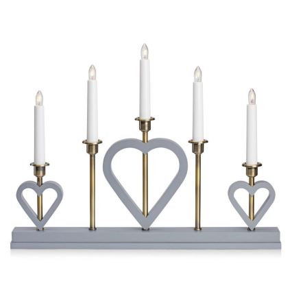 Markslöjd 705831 - Candelabro natalizio MELISSA 5xE10/3W/230V grigio